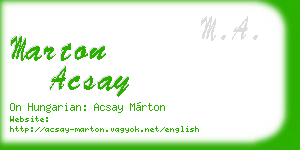 marton acsay business card